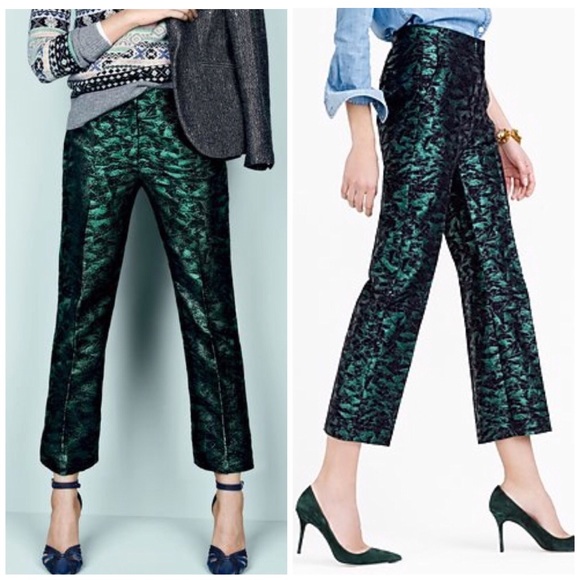 ❤️SOLD❤️ J. Crew Patio Pants in Evergreen Jacquard - Picture 2 of 6